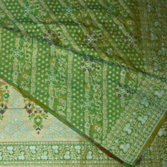 4398 Art silk benarasi leaf green saree with jari work