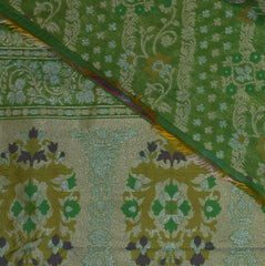 4398 Art silk benarasi leaf green saree with jari work