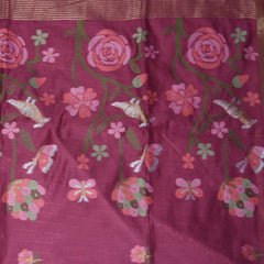 4406 semi tussur magenta pink saree with self thread work