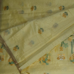 4407 semi tussur lemon yellow saree with self thread work
