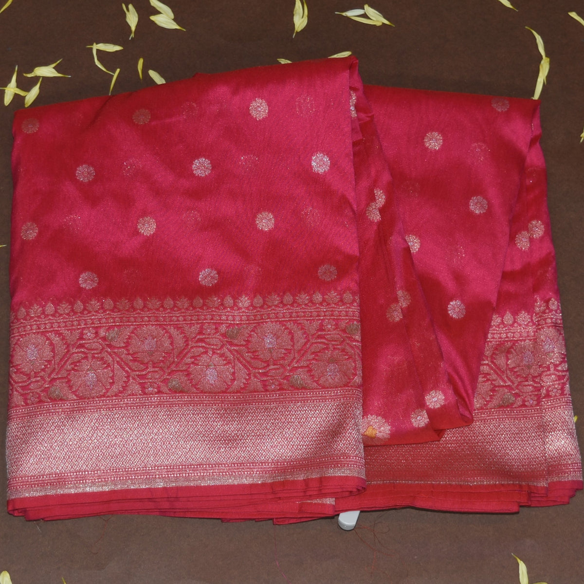 4408 Art silk benarasi rani pink saree with jari work