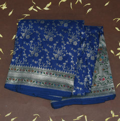 4409 Art silk benarasi blue saree with paithani boarder