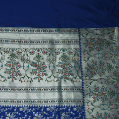 4409 Art silk benarasi blue saree with paithani boarder