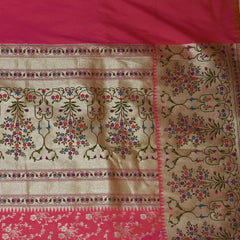 4410 Art silk saree dueltone pink saree with paithani boarder