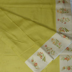 4411 pure tussur light yellow saree with printed boarder