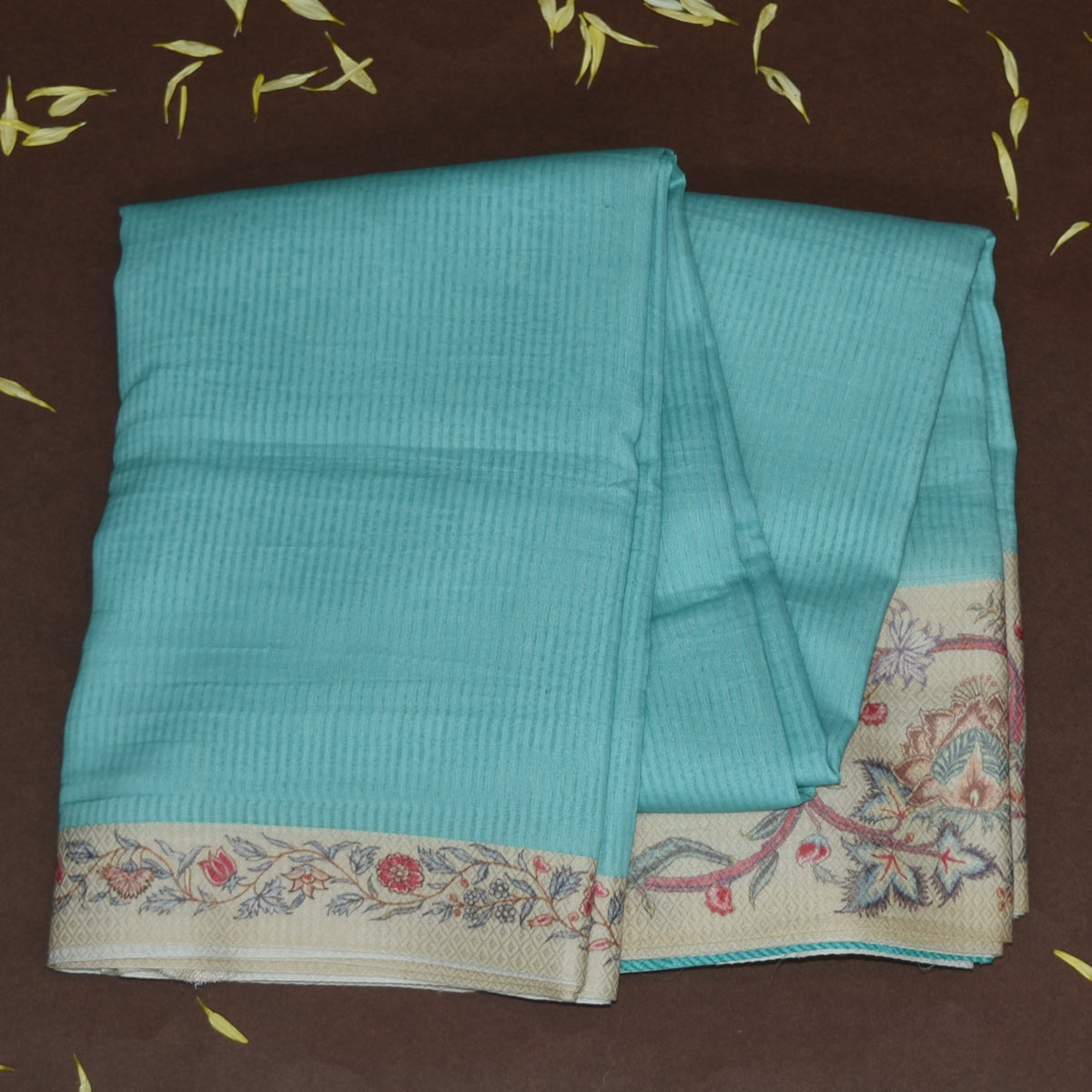 4412 pure tussur sky blue saree with printed boarder