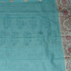 4412 pure tussur sky blue saree with printed boarder