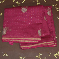 4414 pure tussur magenta pink saree with jari motifs