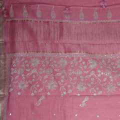 4416 pure tussur baby pink saree with jari motif