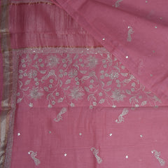 4416 pure tussur baby pink saree with jari motif