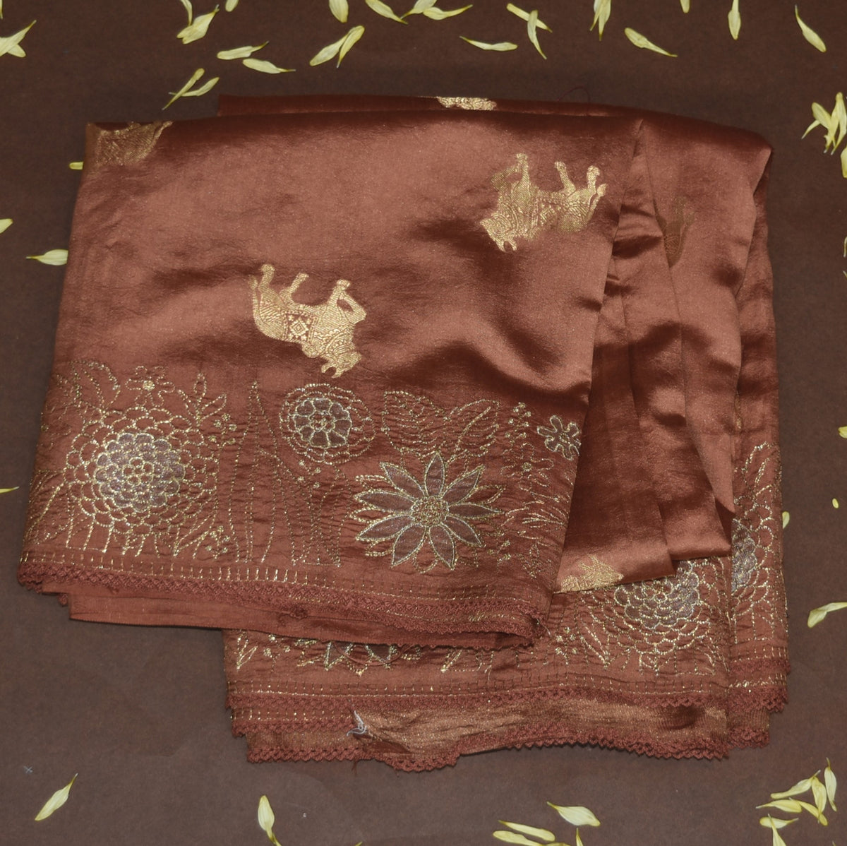 4418 pure tussur saree with peach saree with jari work