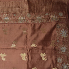 4418 pure tussur saree with peach saree with jari work