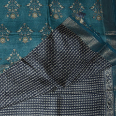 4412 pure tussur chocolate brown saree with jari boarder