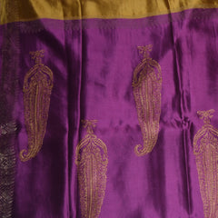 4423 pure tussur black saree with magenta pink pallu full thread work