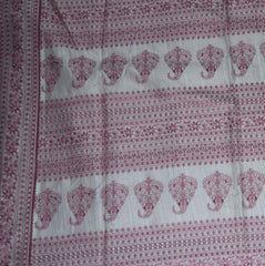 4424 pure tussur white & pink saree with thread work