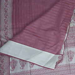 4424 pure tussur white & pink saree with thread work