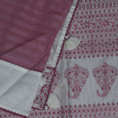 4424 pure tussur white & pink saree with thread work