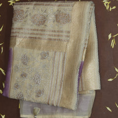 4425 pure tussur lavender saree with jari boarder