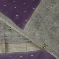 4425 pure tussur lavender saree with jari boarder