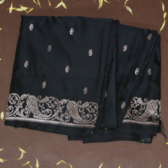 4432 Art silk benarasi black saree with jari