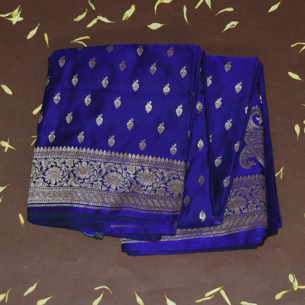 4437 Art silk benarasi dark blue saree with jari