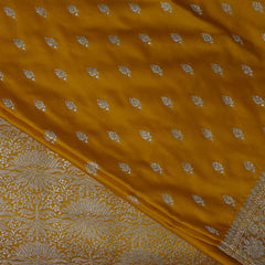 4438 Art silk benarasi yellow saree with jari boarder