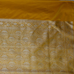 4438 Art silk benarasi yellow saree with jari boarder