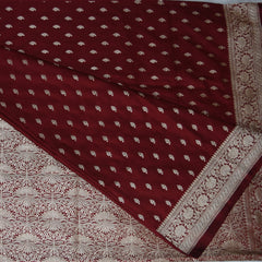 4439 Art silk benarasi maroon saree with jari boarder