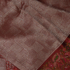4439 Semi benarasi brocade red saree with jari work