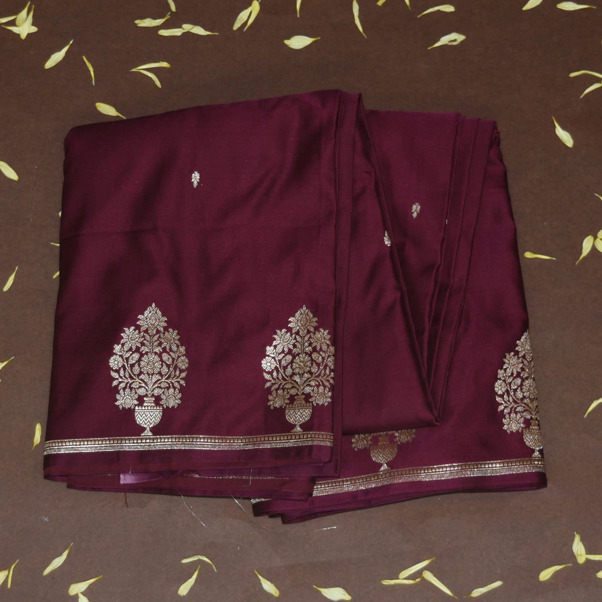 4442 Art silk benarasi burgandi saree with jari motifs