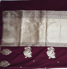 4442 Art silk benarasi burgandi saree with jari motifs