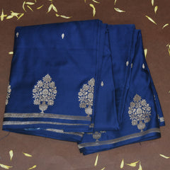 4443 Art silk benarasi navy blue saree with jari boarder