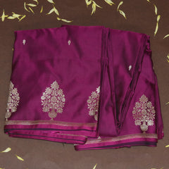 4445 Art silk benarasi grape wine saree with jari motifs