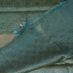 4452 Art silk saree gold & blue mix saree with yellow boarder