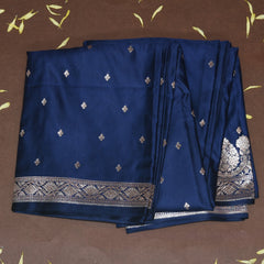 4455 Art silk benarasi navy blue saree with jari boarder