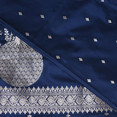 4455 Art silk benarasi navy blue saree with jari boarder