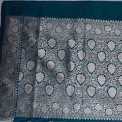 4458 Art silk benarasi teal blue saree with jari boarder