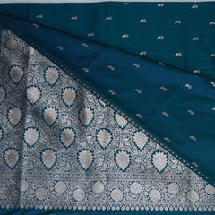 4458 Art silk benarasi teal blue saree with jari boarder