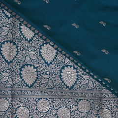 4458 Art silk benarasi teal blue saree with jari boarder