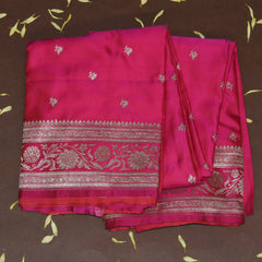 4460 Art silk benarasi rani pink saree with jari