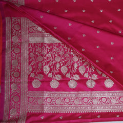 4460 Art silk benarasi rani pink saree with jari