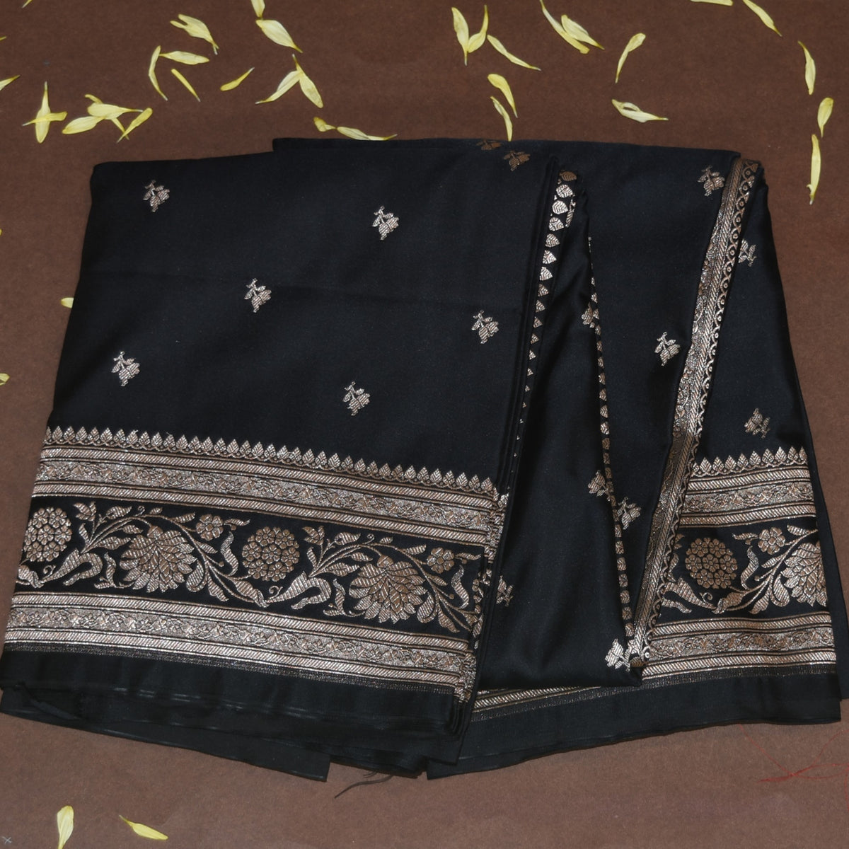 4461 Art silk benarasi black saree with jari