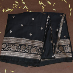 4461 Art silk benarasi black saree with jari