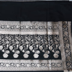4461 Art silk benarasi black saree with jari