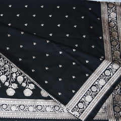 4461 Art silk benarasi black saree with jari