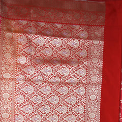 4463 Art silk benarasi pink saree with red jari boarder