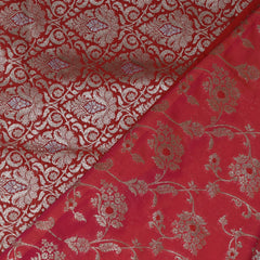 4463 Art silk benarasi pink saree with red jari boarder