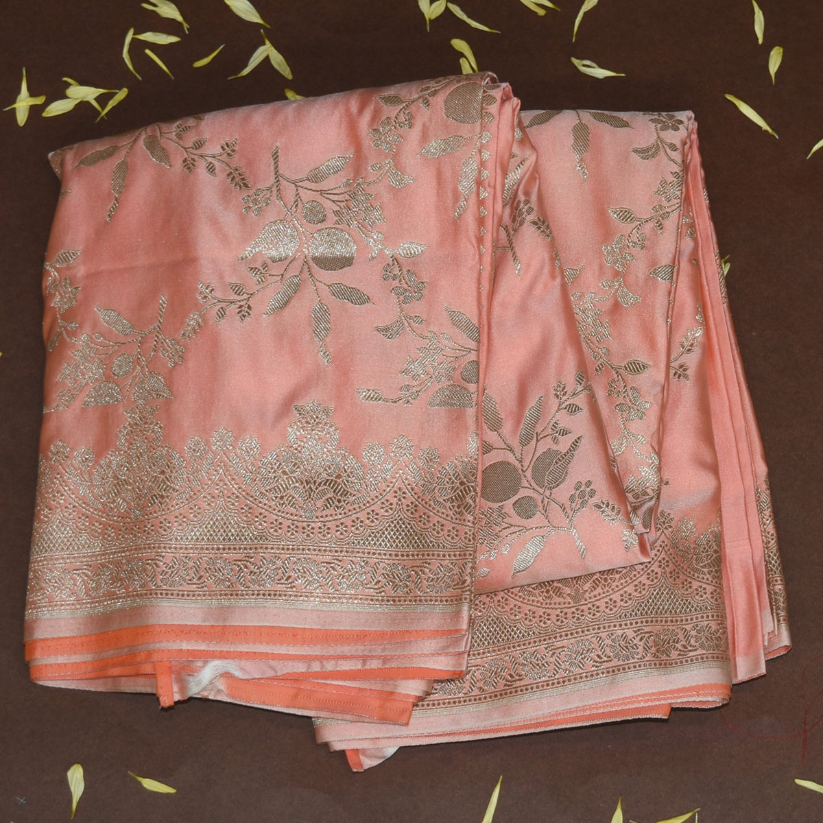 4466 Art silk benarasi peach saree with jari