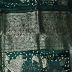 4471 Benarasi semi silk bottle green saree with jari