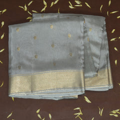 4472 semi tussur ash saree with jari boarder